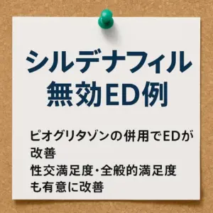 糖尿病治療薬であるピオグリタゾンはシルデナフィルが無効のEDの勃起機能を改善する